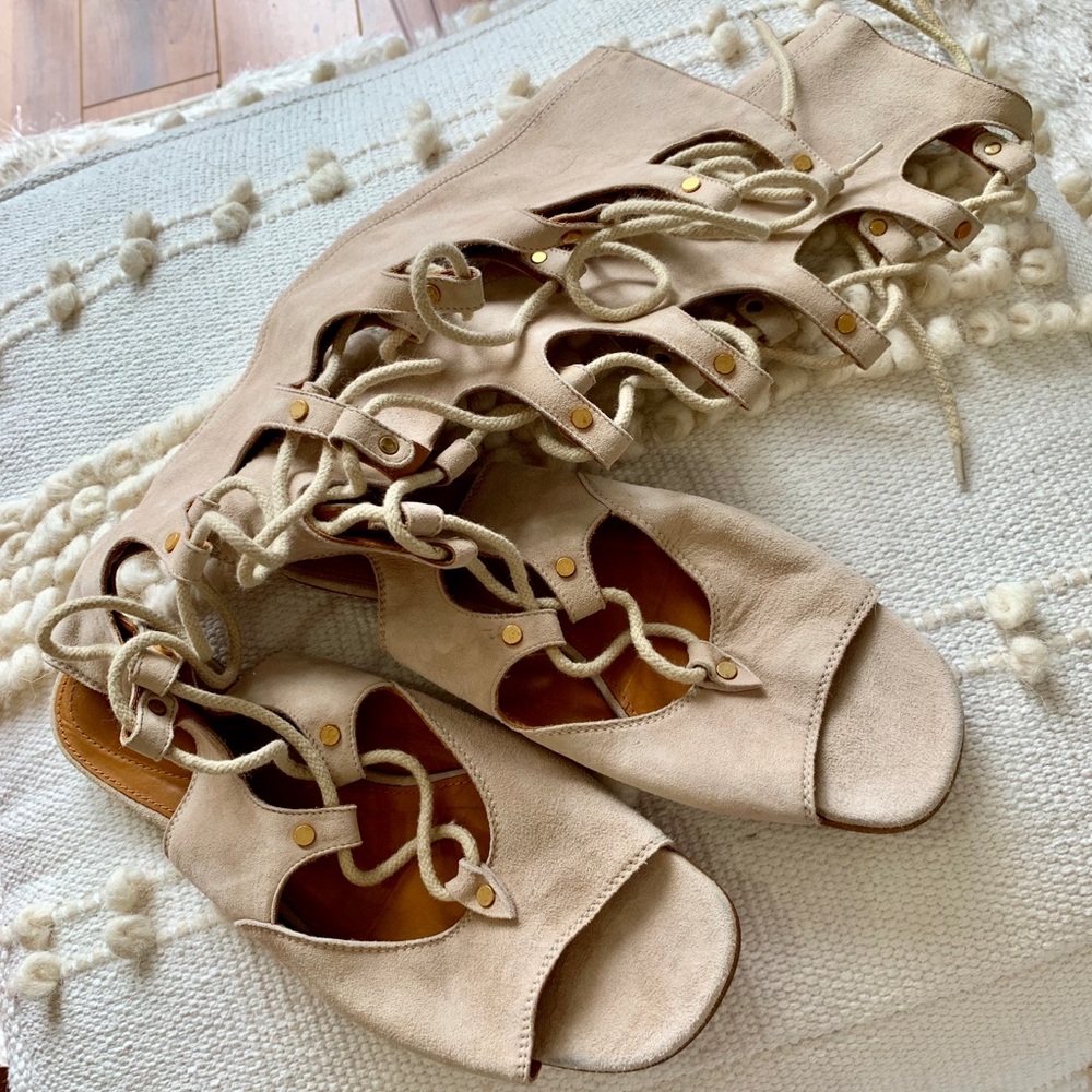Chloe Suede Gladiator Flat Sandals